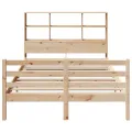 Lit bibliothèque sans matelas 140x200 cm bois massif de pin
