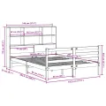 Lit bibliothèque sans matelas 140x200 cm bois massif de pin