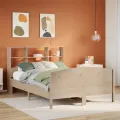 Lit bibliothèque sans matelas 140x200 cm bois massif de pin