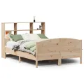 Lit bibliothèque sans matelas 140x200 cm bois massif de pin