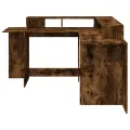 Bureau et lumières LED chêne fumé 152x152x91cm bois ingénierie