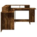 Bureau et lumières LED chêne fumé 152x152x91cm bois ingénierie