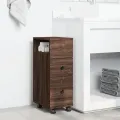 Meuble étroit de salle de bain à roulettes chêne marron