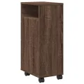Meuble étroit de salle de bain à roulettes chêne marron