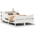 Cadre de lit sans matelas blanc 160x200 cm bois de pin massif