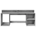 Bureau et lumières LED gris béton 200x55x91cm bois d'ingénierie