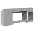 Bureau et lumières LED gris béton 200x55x91cm bois d'ingénierie