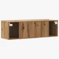 Meuble TV mural chêne artisanal 100x30x30 cm bois d'ingénierie