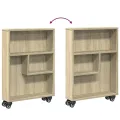 Chariot de rangement étroit chêne sonoma bois d'ingénierie