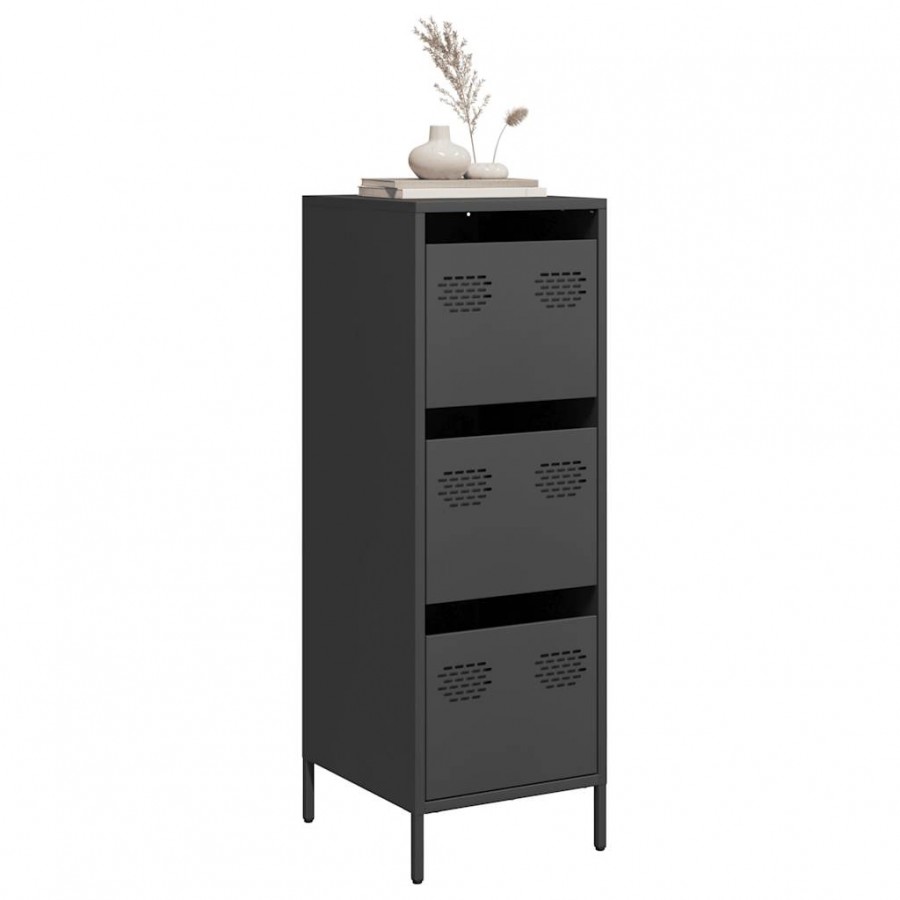 Buffet haut noir 39x35x103,5 cm acier