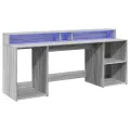 Bureau et lumières LED sonoma gris 200x55x91 cm bois ingénierie