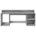 Bureau et lumières LED sonoma gris 200x55x91 cm bois ingénierie