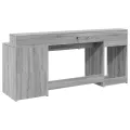 Bureau et lumières LED sonoma gris 200x55x91 cm bois ingénierie