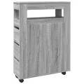 Meuble étroit de salle de bain à roulettes sonoma gris