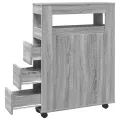 Meuble étroit de salle de bain à roulettes sonoma gris