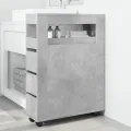 Meuble étroit de salle de bain à roulettes gris béton