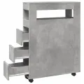Meuble étroit de salle de bain à roulettes gris béton