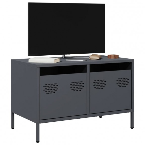 Meuble TV anthracite 68x39x43,5 cm acier laminé à froid