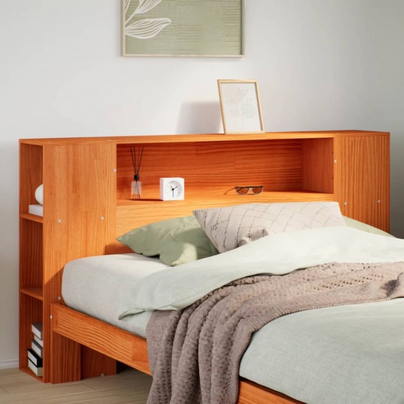 Tête de lit avec rangement cire marron 120cm bois massif de pin