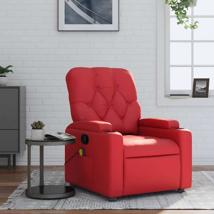 Fauteuil de massage inclinable rouge similicuir