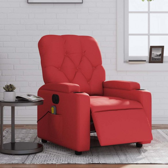 Fauteuil de massage inclinable électrique rouge similicuir