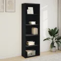 Bibliothèque noir 60x30x189 cm bois d'ingénierie