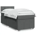 cadre de lit avec matelas Gris foncé 80x200 cm Tissu