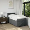 cadre de lit avec matelas Gris foncé 80x200 cm Tissu