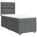 cadre de lit avec matelas Gris foncé 80x200 cm Tissu