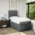 cadre de lit avec matelas Gris foncé 80x200 cm Tissu