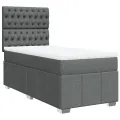 cadre de lit avec matelas Gris foncé 80x200 cm Tissu