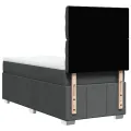 cadre de lit avec matelas Gris foncé 80x200 cm Tissu
