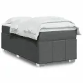 cadre de lit avec matelas Gris foncé 90x200 cm Tissu