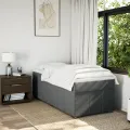 cadre de lit avec matelas Gris foncé 90x200 cm Tissu