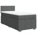 cadre de lit avec matelas Gris foncé 90x200 cm Tissu