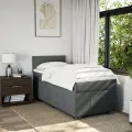 cadre de lit avec matelas Gris foncé 90x200 cm Tissu