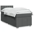 cadre de lit avec matelas Gris foncé 90x200 cm Tissu