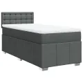 cadre de lit avec matelas Gris foncé 90x200 cm Tissu