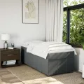 cadre de lit et matelas Gris foncé 90x190 cm Tissu