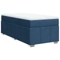 cadre de lit avec matelas Bleu 90x200 cm Tissu