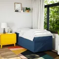 cadre de lit avec matelas Bleu 90x200 cm Tissu