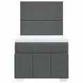 cadre de lit et matelas Gris foncé 90x190 cm Tissu