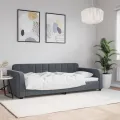 Lit de repos sans matelas gris foncé 90x200 cm velours