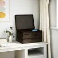 Boîte en bois avec couvercle noir 40x30x23cm bois de pin massif