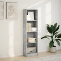 Bibliothèque gris béton 40x24x143 cm bois d'ingénierie