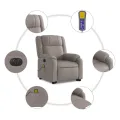 Fauteuil inclinable de massage électrique Taupe Tissu