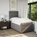 cadre de lit avec matelas Taupe 100x200 cm Tissu