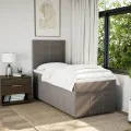 cadre de lit avec matelas Taupe 100x200 cm Tissu