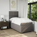 cadre de lit avec matelas Taupe 100x200 cm Tissu