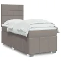 cadre de lit avec matelas Taupe 100x200 cm Tissu